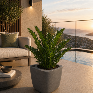 Selbstbewässerndes Pflanzgefäß „podd LOCKWITZ“ in der Farbe Charcoal