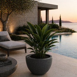 Selbstbewässerndes Pflanzgefäß „podd RÖDER“ in der Farbe Charcoal