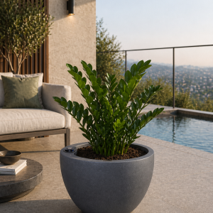 Selbstbewässerndes Pflanzgefäß „podd RÖDER“ in der Farbe Quarzit