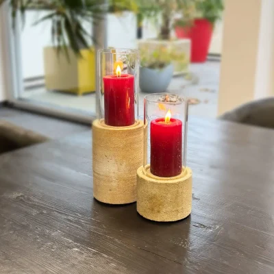 Sandstein Kerzenständer Set