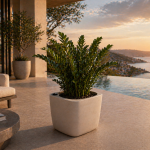 Selbstbewässerndes Pflanzgefäß „podd LOCKWITZ“ in der Farbe Camel