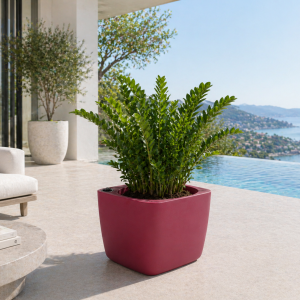 Selbstbewässerndes Pflanzgefäß „podd LOCKWITZ“ in der Farbe Bordeaux