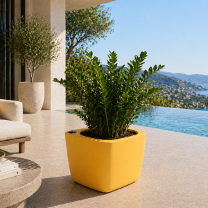 Selbstbewässerndes Pflanzgefäß „podd LOCKWITZ“ in der Farbe Gelb