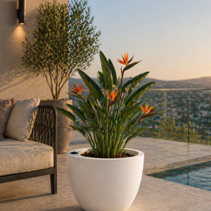 Selbstbewässerndes Pflanzgefäß „podd RÖDER“ in der Farbe Weiß