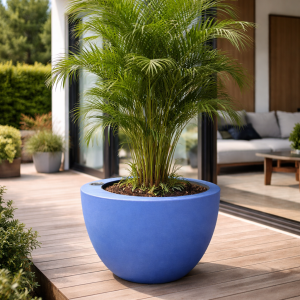 Selbstbewässerndes Pflanzgefäß „podd RÖDER“ in der Farbe Glimmer Blau