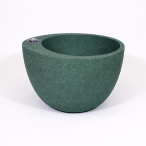 Self-watering planter “podd RÖDER” in the color olive green nature stone