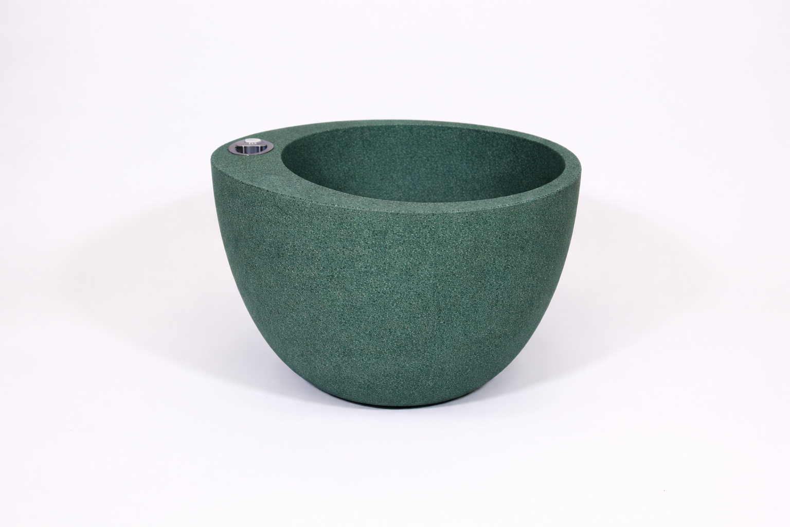 Selbstbewässerndes Pflanzgefäß „podd RÖDER“ in der Farbe Olivgrün Naturstein