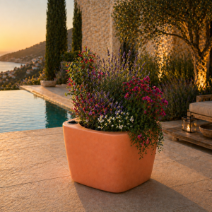 Self-watering planter “podd LOCKWITZ” in the color terracotta