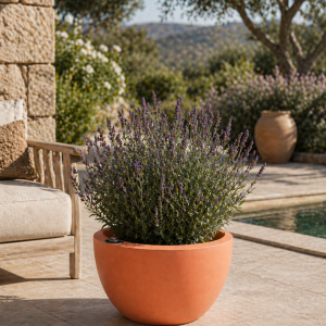 Self-watering planter “podd RÖDER” in the color terracotta